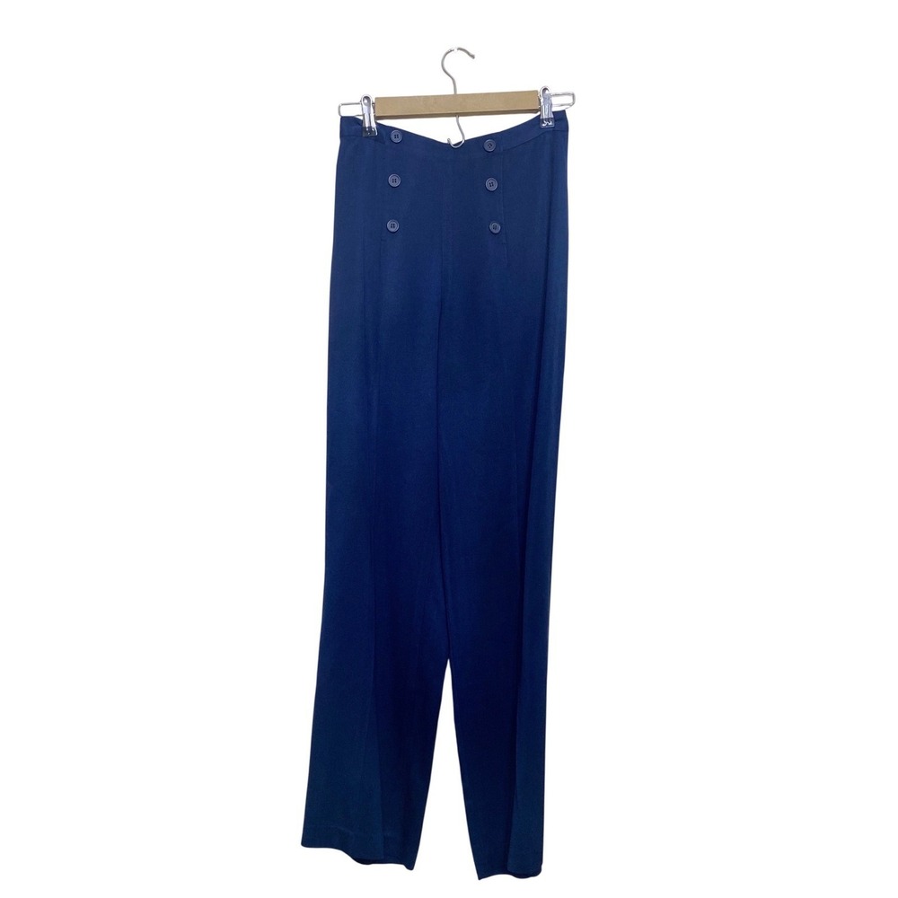 Telluride Clothing Co Vintage Navy Blue Sailor Pants High Waisted Wide Leg Sz 6